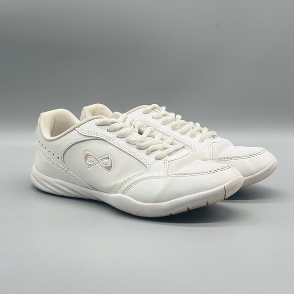 Nfinity Shoes Womens 7 White Leather Fearless Cheer Cheerleading Low Top Sneaker - Picture 2 of 10